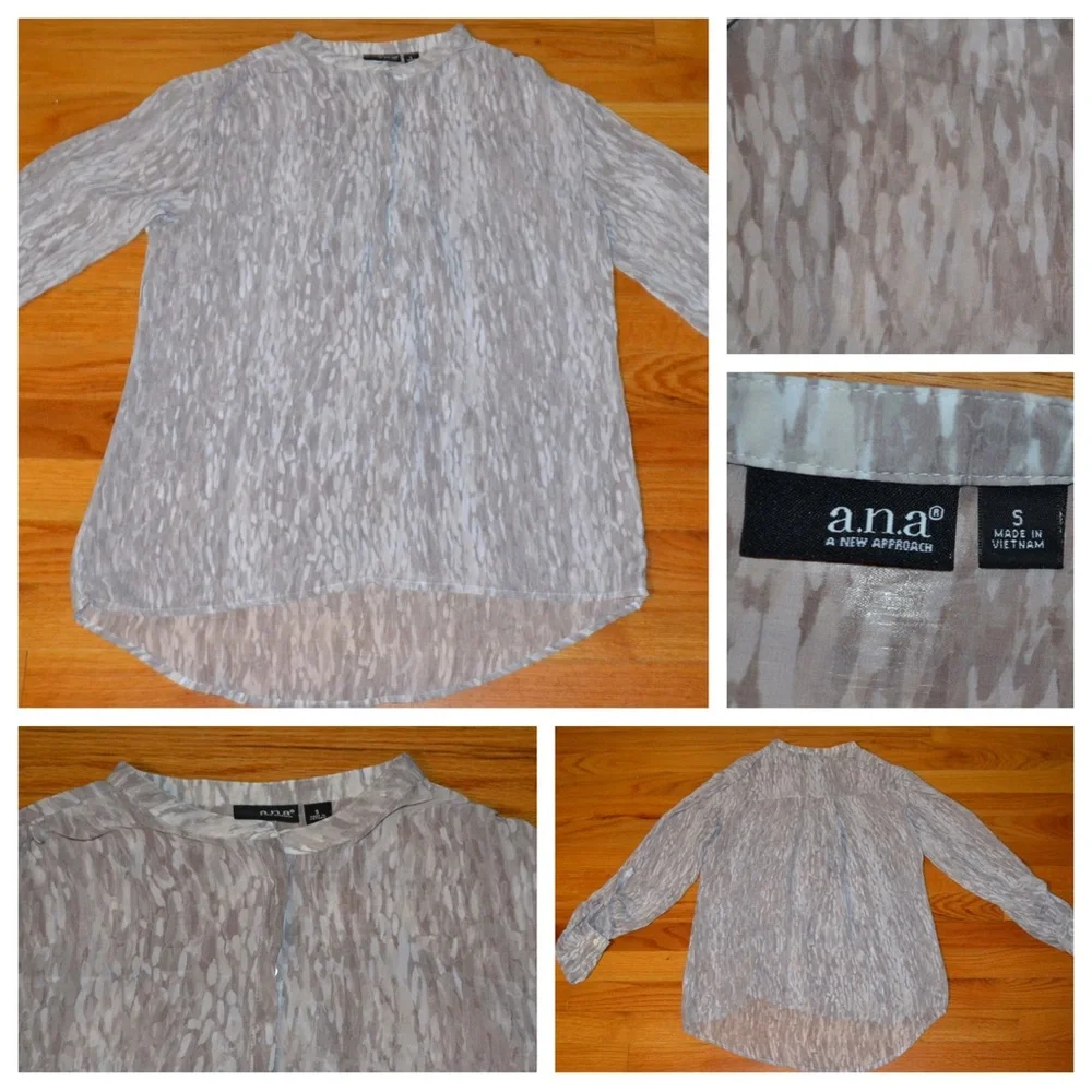 Women’s a.n.a sheer button down, size S